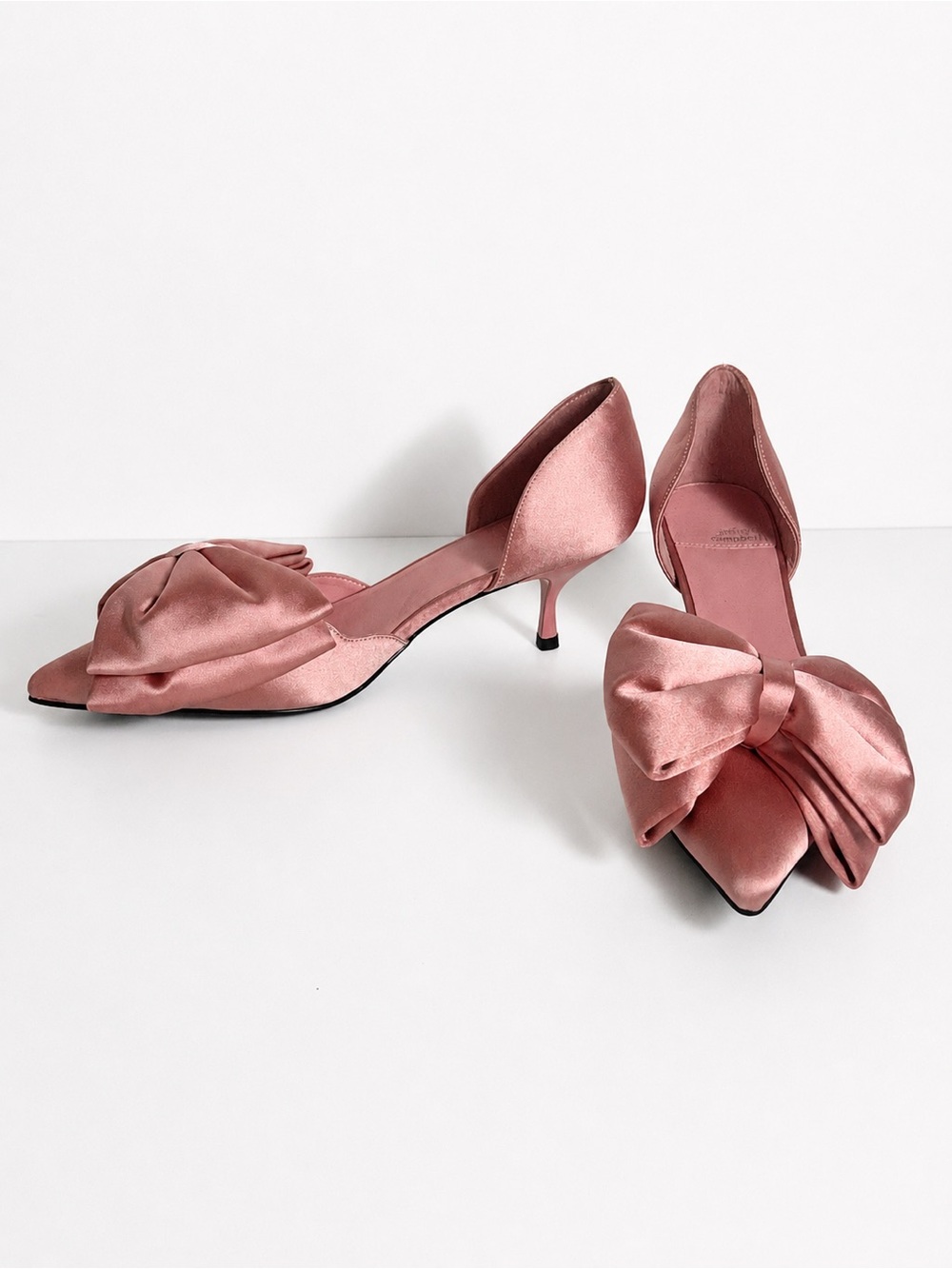 Jeffrey Campbell Pink Satin Bow d’Orsay Kitten Heel Pumps – Women’s